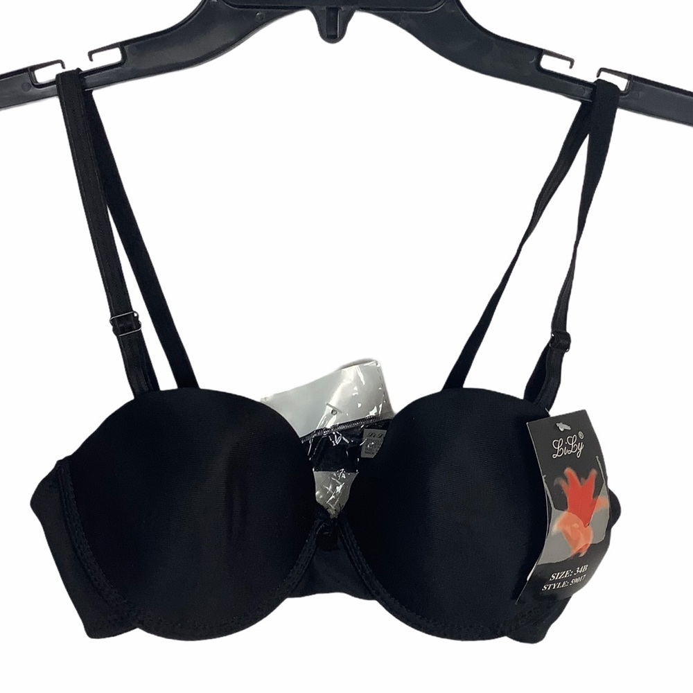 NEW‎ LiLy Underwire Bra Women 34B Black Interchangeable Clear Straps Style#59017